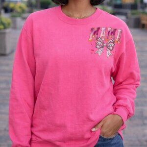 Pink "MAMA"  Graphic Crewneck Women's Sweatshirt Size: Large